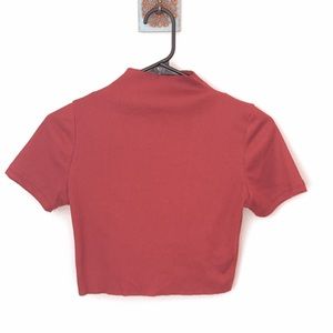Red Mock Knit Crop